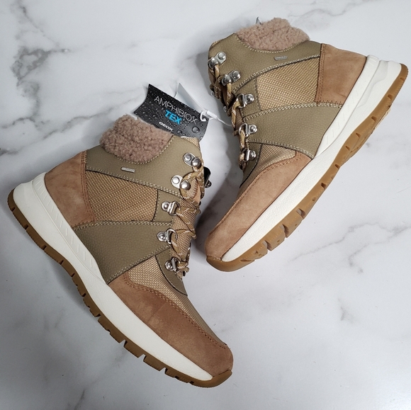 Geox Braies Abx High Top Hiking Sneaker Boot Tan Waterpoof Sz 8 - Picture 2 of 7